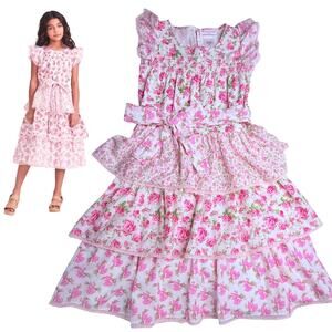American Girl Love Shack Fancy Party Dress Girls Size 10 Pink Bow Flowers Lace